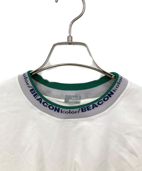 kolor/BEACON（カラービーコン）kolor/BEACON (カラービーコン) カットソー ホワイト×グリーン サイズ:Sサイズの古着・服飾アイテム