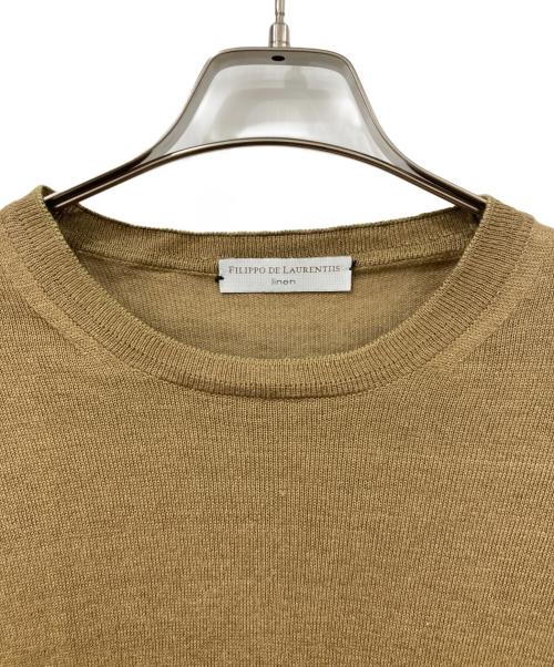 FILIPPO DE LAURENTIIS（フィリッポ・デ・ローレンティス）FILIPPO DE LAURENTIIS (フィリッポ・デ・ローレンティス) 半袖リネンニット ブラウン サイズ:SIZE 44の古着・服飾アイテム