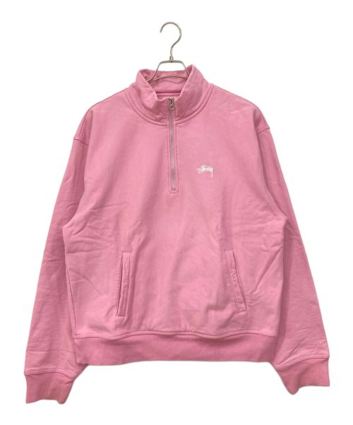 stussy（ステューシー）stussy (ステューシー) ハーフジップスウェット ピンク サイズ:XLの古着・服飾アイテム