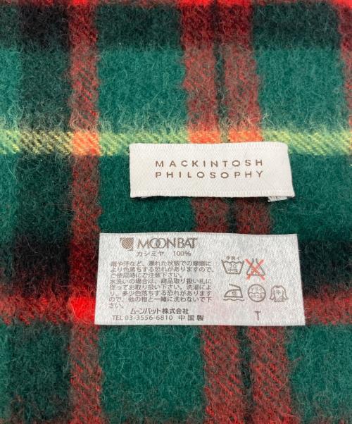 MACKINTOSH PHILOSOPHY（マッキントッシュ フィロソフィー）MACKINTOSH PHILOSOPHY (マッキントッシュ フィロソフィー) カシミヤマフラー グリーン×レッドの古着・服飾アイテム
