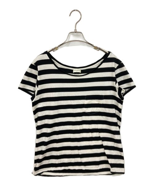 Saint Laurent Paris（サンローランパリ）Saint Laurent Paris (サンローランパリ) 半袖カットソー ブラック×ホワイト サイズ:Mサイズの古着・服飾アイテム