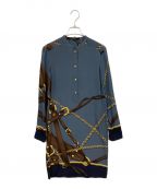 GUCCIグッチ）の古着「シルクワンピース」｜ネイビー×ブルーグレー
