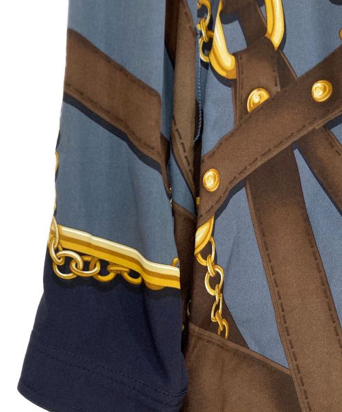 GUCCI（グッチ）GUCCI (グッチ) シルクワンピース ネイビー×ブルーグレー サイズ:38の古着・服飾アイテム