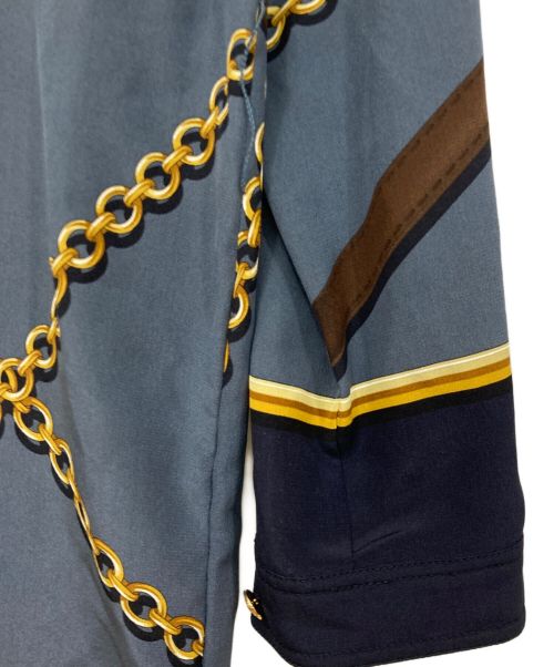 GUCCI（グッチ）GUCCI (グッチ) シルクワンピース ネイビー×ブルーグレー サイズ:38の古着・服飾アイテム