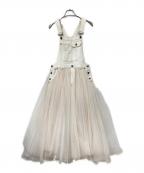 Belle vintageベル ヴィンテージ）の古着「ボリュームチュール×オーガンジーデニムサロペット」｜ホワイト