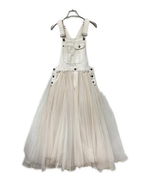 Belle vintage（ベル ヴィンテージ）Belle vintage (ベル ヴィンテージ) ボリュームチュール×オーガンジーデニムサロペット ホワイト サイズ:FREEの古着・服飾アイテム