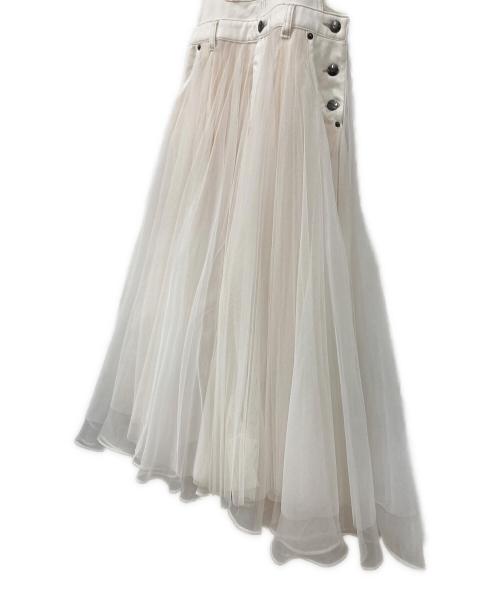 Belle vintage（ベル ヴィンテージ）Belle vintage (ベル ヴィンテージ) ボリュームチュール×オーガンジーデニムサロペット ホワイト サイズ:FREEの古着・服飾アイテム