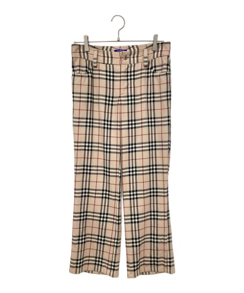 BURBERRY BLUE LABEL（バーバリー ブルー レーベル）BURBERRY BLUE LABEL (バーバリーロンドンブルーレーベル) ノバチェックストレートパンツ ベージュ×ブラック サイズ:38の古着・服飾アイテム