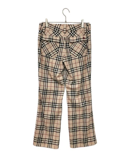 BURBERRY BLUE LABEL（バーバリー ブルー レーベル）BURBERRY BLUE LABEL (バーバリーロンドンブルーレーベル) ノバチェックストレートパンツ ベージュ×ブラック サイズ:38の古着・服飾アイテム