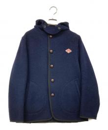 DANTON（ダントン）の古着「ウールモッサシングルフードジャケット」｜ネイビー×ブラウン