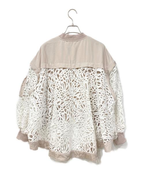 Risley（リズレー）Risley (リズレー) レースブルゾン ベージュ×ホワイト サイズ:FREEの古着・服飾アイテム