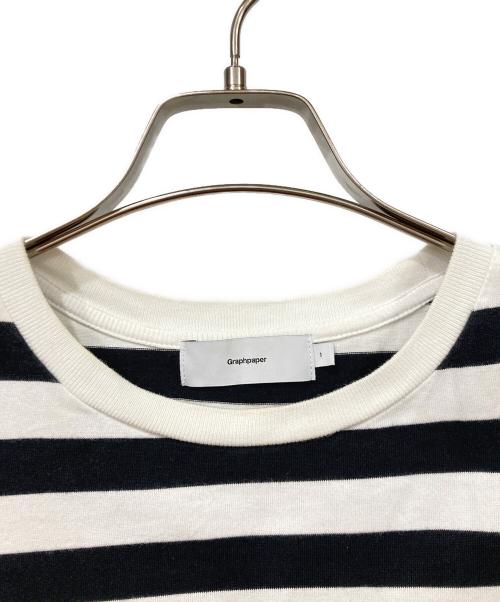 Graphpaper（グラフペーパー）Graphpaper (グラフペーパー) BORDER POCKET TEE S/S ホワイト×ブラック サイズ:Mの古着・服飾アイテム