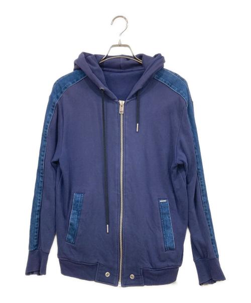 DIESEL（ディーゼル）DIESEL (ディーゼル) デニム切替ジップパーカー ネイビー サイズ:XSサイズの古着・服飾アイテム