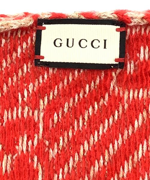 GUCCI（グッチ）GUCCI (グッチ) マフラー レッド×ゴールドカラーの古着・服飾アイテム