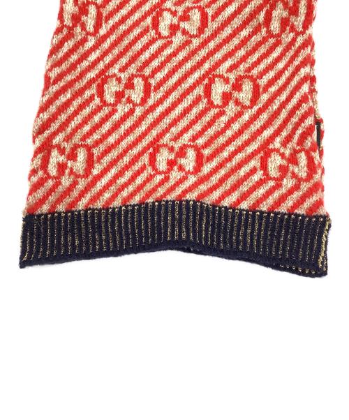 GUCCI（グッチ）GUCCI (グッチ) マフラー レッド×ゴールドカラーの古着・服飾アイテム