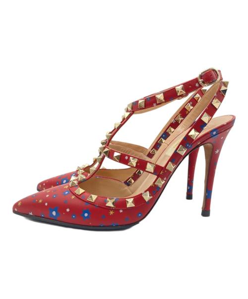 VALENTINO GARAVANI（ヴァレンティノ・ガラヴァーニ）VALENTINO GARAVANI (ヴァレンティノ・ガラヴァーニ) ロックスタッズパンプス レッド×ブルー サイズ:24.5cmの古着・服飾アイテム