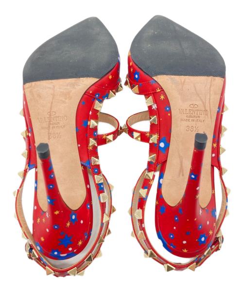 VALENTINO GARAVANI（ヴァレンティノ・ガラヴァーニ）VALENTINO GARAVANI (ヴァレンティノ・ガラヴァーニ) ロックスタッズパンプス レッド×ブルー サイズ:24.5cmの古着・服飾アイテム