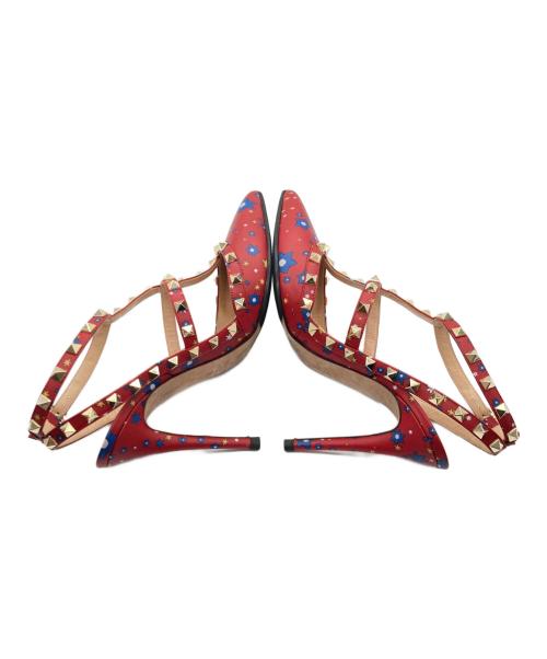 VALENTINO GARAVANI（ヴァレンティノ・ガラヴァーニ）VALENTINO GARAVANI (ヴァレンティノ・ガラヴァーニ) ロックスタッズパンプス レッド×ブルー サイズ:24.5cmの古着・服飾アイテム