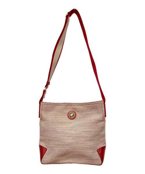 HUNTING WORLD（ハンティングワールド）HUNTING WORLD (ハンティングワールド) ショルダーバッグ アイボリー×レッドの古着・服飾アイテム