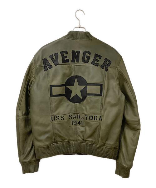 Warson Motors（ワーソンモータース）Warson Motors (ワーソンモータース) レザーブルゾン カーキ×ブラック サイズ:XLサイズの古着・服飾アイテム