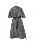 AULA AILAアウラアイラ）の古着「長袖ジップワンピース」｜ホワイト×ブラック