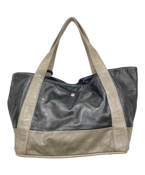 aniary（アニアリ）aniary (アニアリ) レザートートバッグ ブラック×グレーの古着・服飾アイテム