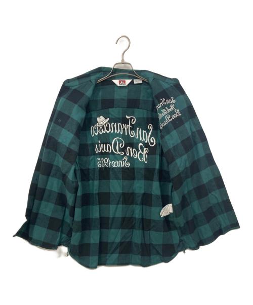 BEN DAVIS（ベンデイビス）BEN DAVIS (ベンデイビス) 半袖シャツ ブラック×グリーン サイズ:Lサイズの古着・服飾アイテム