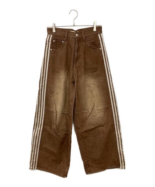 THE TOE（ザ・トゥー）THE TOE (ザ・トゥー) EMIRATES TRACK DENIM PANTS ブラウン×ホワイト サイズ:Sの古着・服飾アイテム