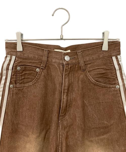 THE TOE（ザ・トゥー）THE TOE (ザ・トゥー) EMIRATES TRACK DENIM PANTS ブラウン×ホワイト サイズ:Sの古着・服飾アイテム