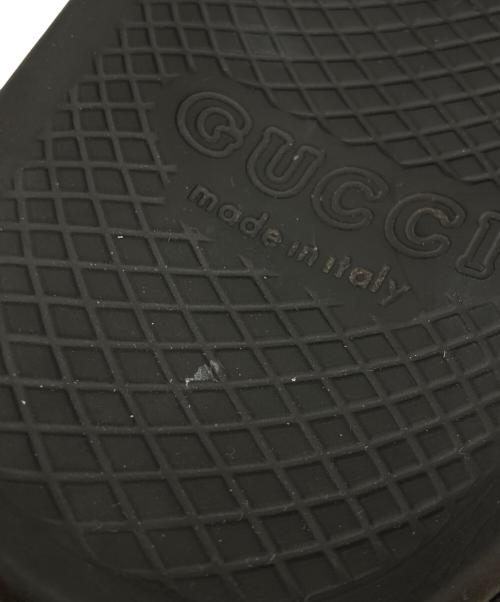 GUCCI（グッチ）GUCCI (グッチ) ウェブ ストライプ スライドサンダル ブラック×グリーン サイズ:8の古着・服飾アイテム