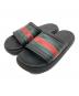 GUCCI（グッチ）の古着「ウェブ ストライプ スライドサンダル」｜ブラック×グリーン