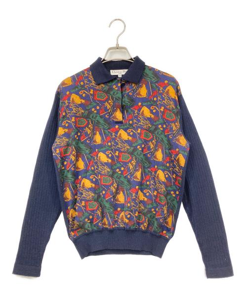 Christian Dior（クリスチャン ディオール）Christian Dior (クリスチャン ディオール) ニット ネイビー/マルチカラー サイズ:Mサイズの古着・服飾アイテム