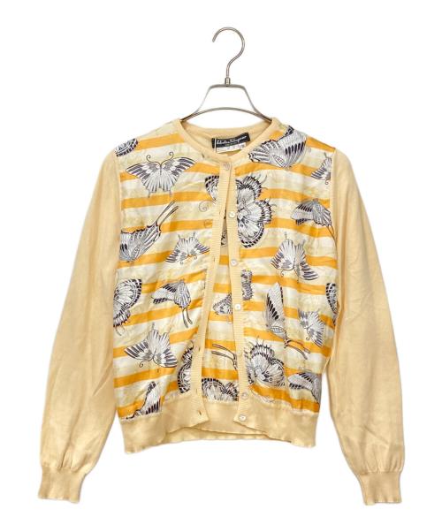 Salvatore Ferragamo（サルヴァトーレ フェラガモ）Salvatore Ferragamo (サルヴァトーレ フェラガモ) シルクカーディガン オレンジ×ホワイト サイズ:S 未使用品の古着・服飾アイテム