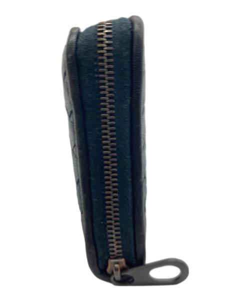 BOTTEGA VENETA（ボッテガベネタ）BOTTEGA VENETA (ボッテガベネタ) ラウンドファスナー長財布 ネイビー×ブラックの古着・服飾アイテム