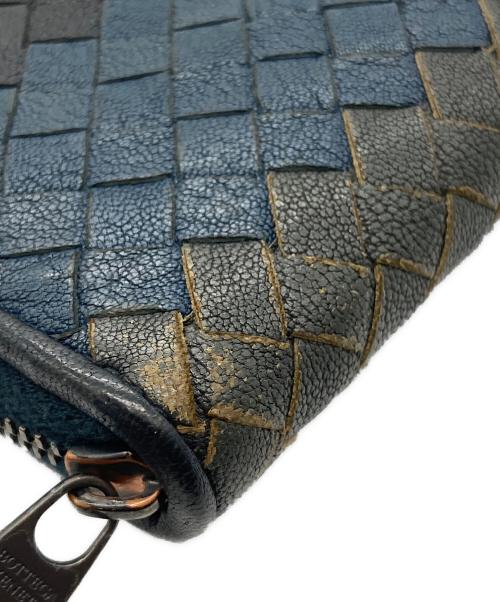 BOTTEGA VENETA（ボッテガベネタ）BOTTEGA VENETA (ボッテガベネタ) ラウンドファスナー長財布 ネイビー×ブラックの古着・服飾アイテム