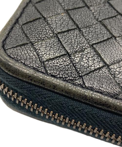 BOTTEGA VENETA（ボッテガベネタ）BOTTEGA VENETA (ボッテガベネタ) ラウンドファスナー長財布 ネイビー×ブラックの古着・服飾アイテム