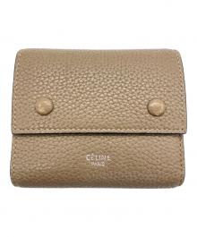 CELINE（セリーヌ）の古着「3つ折り財布」｜ベージュ×レッド