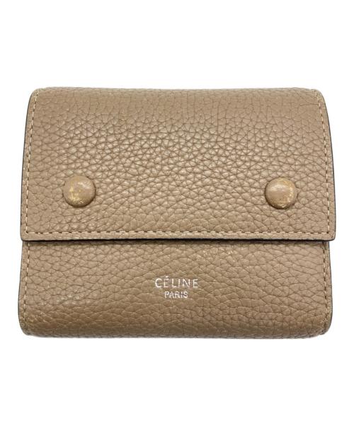 CELINE（セリーヌ）CELINE (セリーヌ) 3つ折り財布 ベージュ×レッドの古着・服飾アイテム