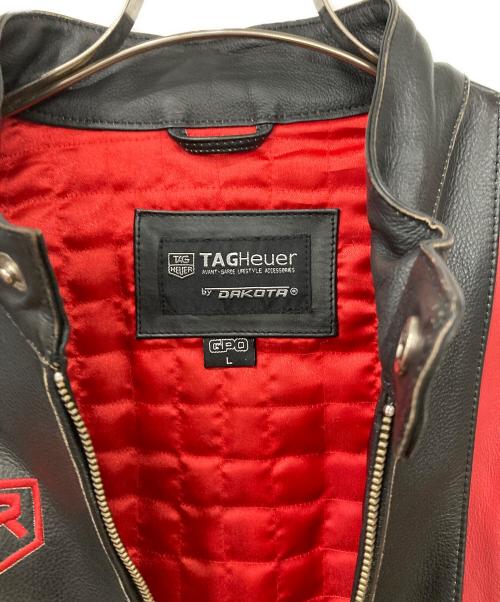TAG Heuer（タグ・ホイヤー）TAG Heuer (タグホイヤー) レザーライダースジャケット ブラック×レッド サイズ:Lサイズの古着・服飾アイテム