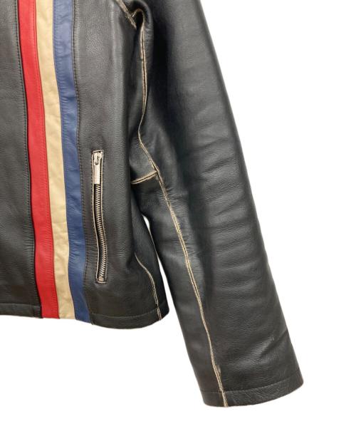 TAG Heuer（タグ・ホイヤー）TAG Heuer (タグホイヤー) レザーライダースジャケット ブラック×レッド サイズ:Lサイズの古着・服飾アイテム