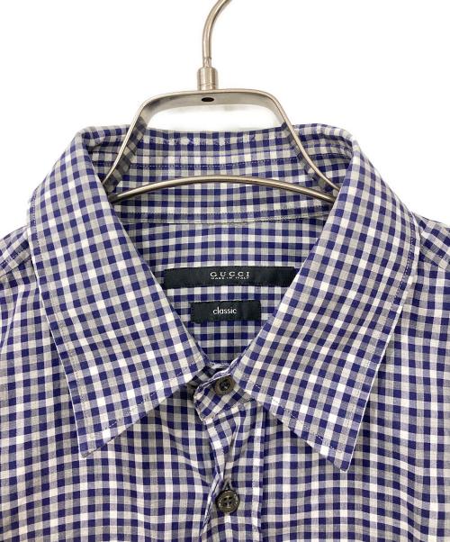 GUCCI（グッチ）GUCCI (グッチ) 長袖シャツ ネイビー×ホワイト サイズ:40の古着・服飾アイテム