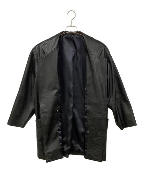 -（-）- (-) レザーコート ブラック サイズ:Mの古着・服飾アイテム