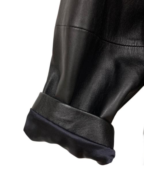 -（-）- (-) レザーコート ブラック サイズ:Mの古着・服飾アイテム
