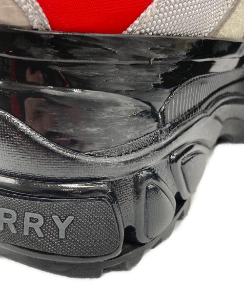 BURBERRY（バーバリー）BURBERRY (バーバリー) LOW TOP SNEAKER グレー×レッド サイズ:SIZE 36の古着・服飾アイテム