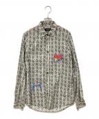 Desigualデシグアル）の古着「総柄シャツ」｜ブラック×ホワイト