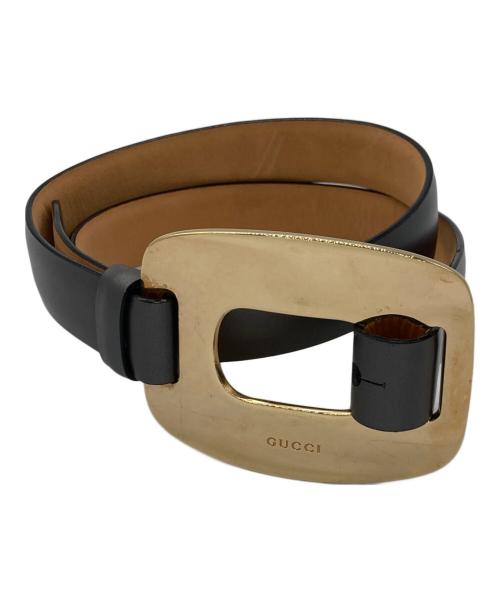 GUCCI（グッチ）GUCCI (グッチ) レザーベルト ブラック×ゴールドカラーの古着・服飾アイテム