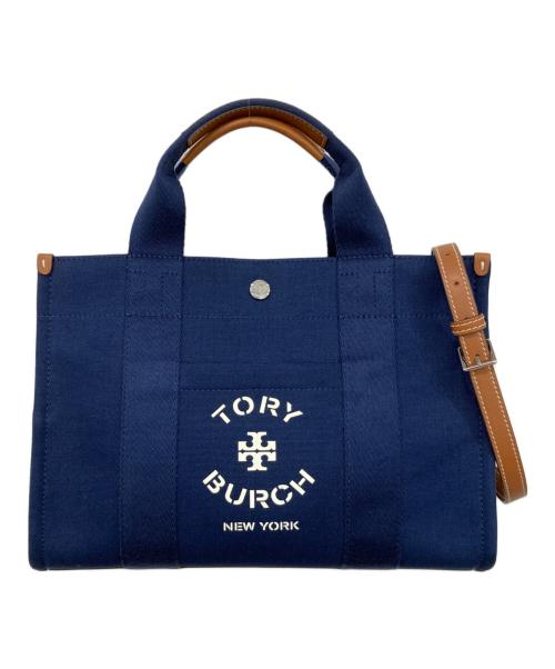 TORY BURCH（トリーバーチ）TORY BURCH (トリーバーチ) ハンドバッグ ネイビー×ブラウンの古着・服飾アイテム