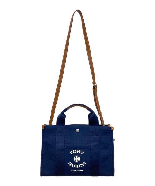 TORY BURCH（トリーバーチ）TORY BURCH (トリーバーチ) ハンドバッグ ネイビー×ブラウンの古着・服飾アイテム