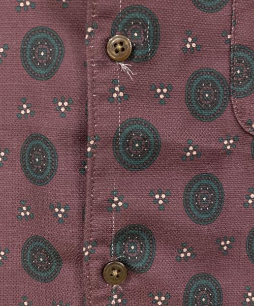 JOURNAL STANDARD relume（ジャーナルスタンダード レリューム）JOURNAL STANDARD relume (ジャーナルスタンダード レリューム) 半袖シャツ ボルドー×グリーン サイズ:Lサイズの古着・服飾アイテム