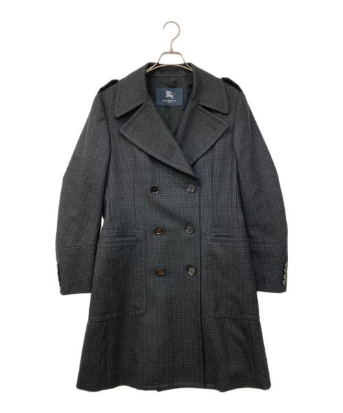 BURBERRY LONDON（バーバリーロンドン）BURBERRY LONDON (バーバリーロンドン) ウールトレンチコート ブラック×グレー サイズ:Lサイズの古着・服飾アイテム